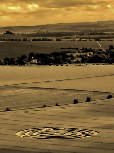 Milk Hill, Wiltshire crop circle, aerial photo 97
