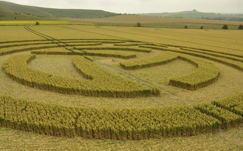 Milk Hill, Wiltshire crop circle, aerial photo 36