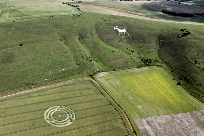 Milk Hill, Wiltshire crop circle, aerial photo 4