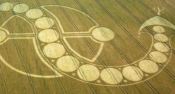 West Woodhay Down, Wiltshire crop circle, aerial photo 2