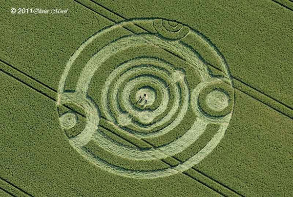 Cow Drove Hill, Hampshire crop circle, aerial photo 10