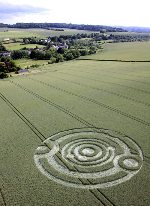 Cow Drove Hill, Hampshire crop circle, aerial photo 5