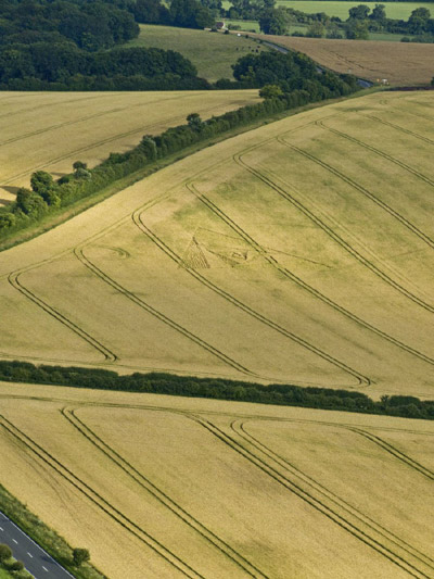 New Warren Farm, Hampshire crop circle, aerial photo 6