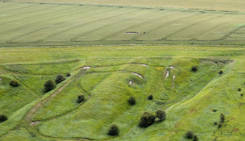 Etchilhampton Hill, Wiltshire crop circle, aerial photo 4