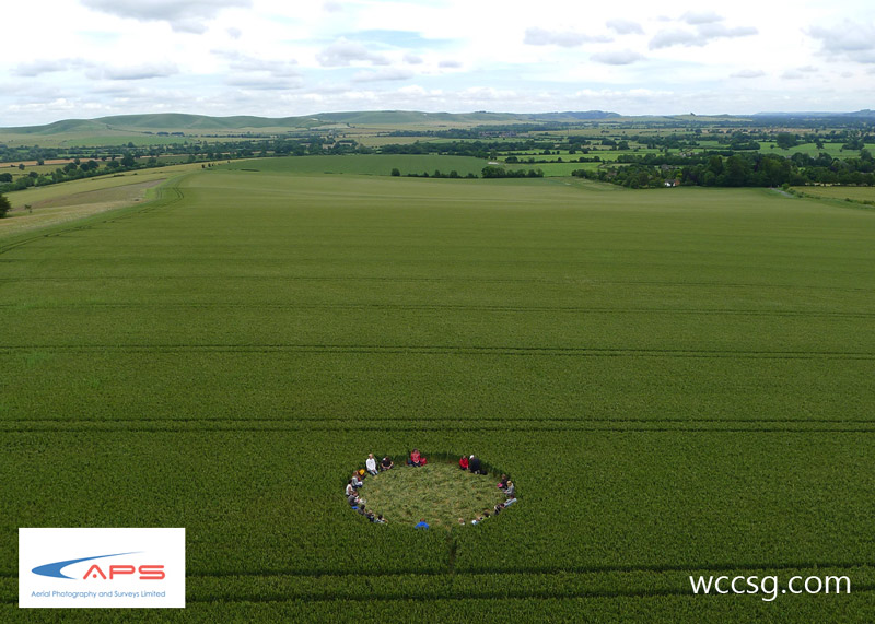 Etchilhampton Hill, Wiltshire crop circle, aerial photo 2