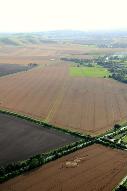 All Cannings Bridge, Wiltshire crop circle, aerial photo 3