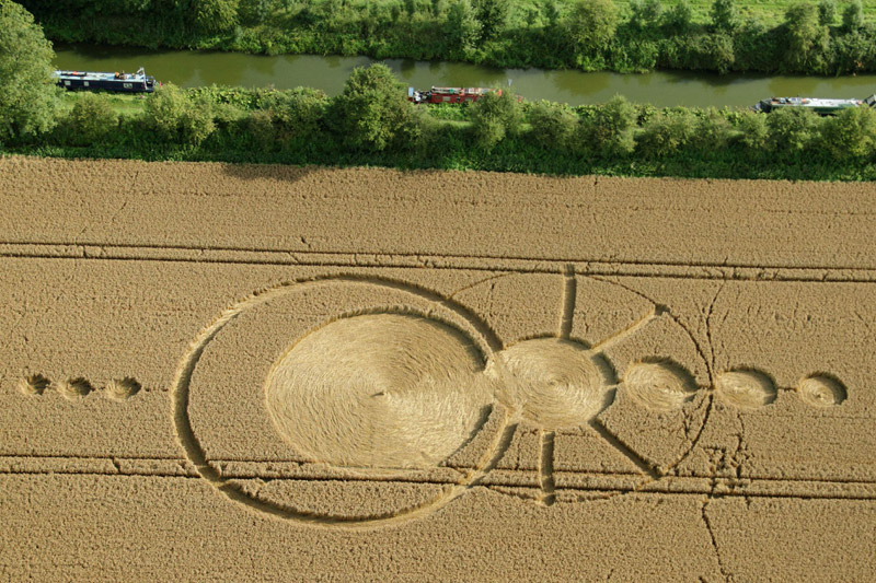 All Cannings Bridge, Wiltshire crop circle, aerial photo 2