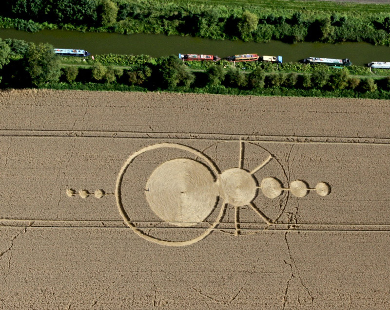 All Cannings Bridge, Wiltshire crop circle, aerial photo 6