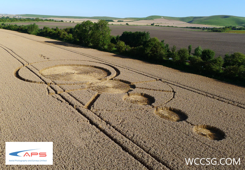 All Cannings Bridge, Wiltshire crop circle, aerial photo 8