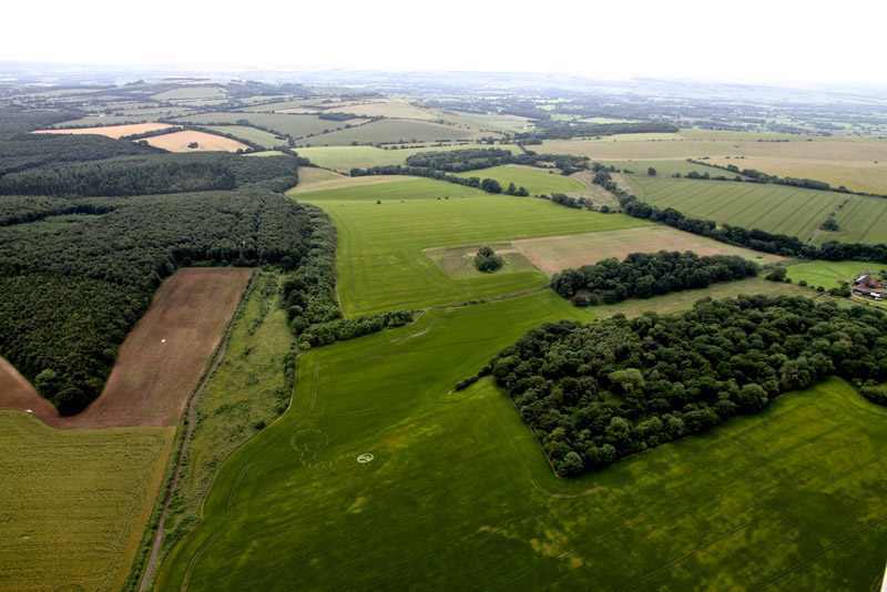 Boreham Woods, Wiltshire crop circle, aerial photo 3