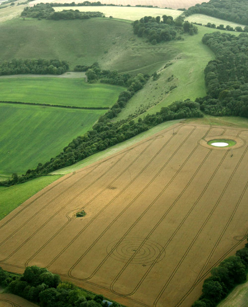 Chalk Pit, Wiltshire crop circle, aerial photo 5