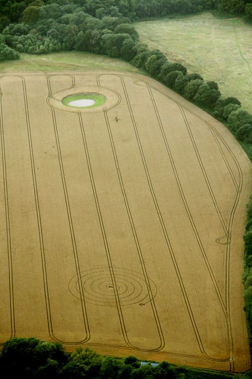 Chalk Pit, Wiltshire crop circle, aerial photo 6