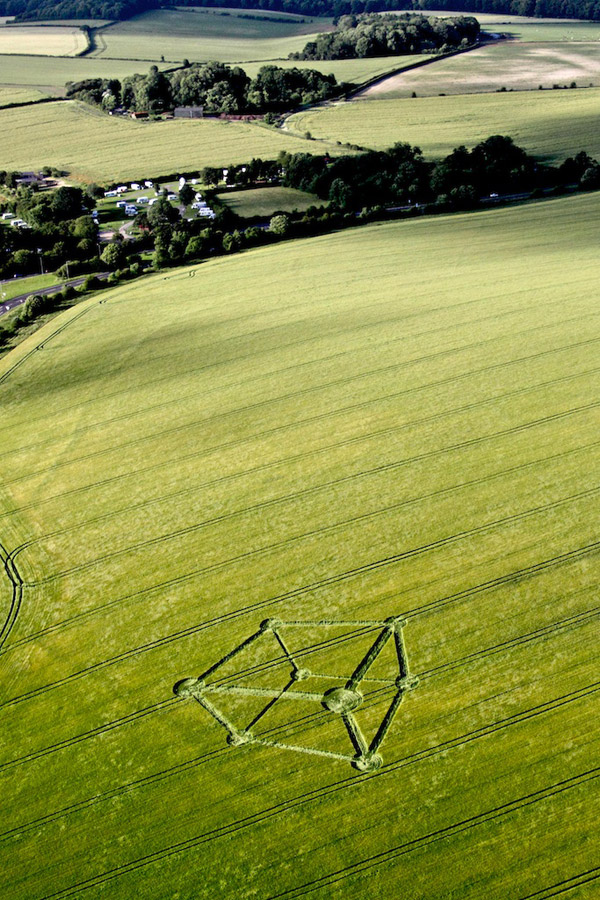 Chilcomb Down, Hampshire crop circle, aerial photo 3
