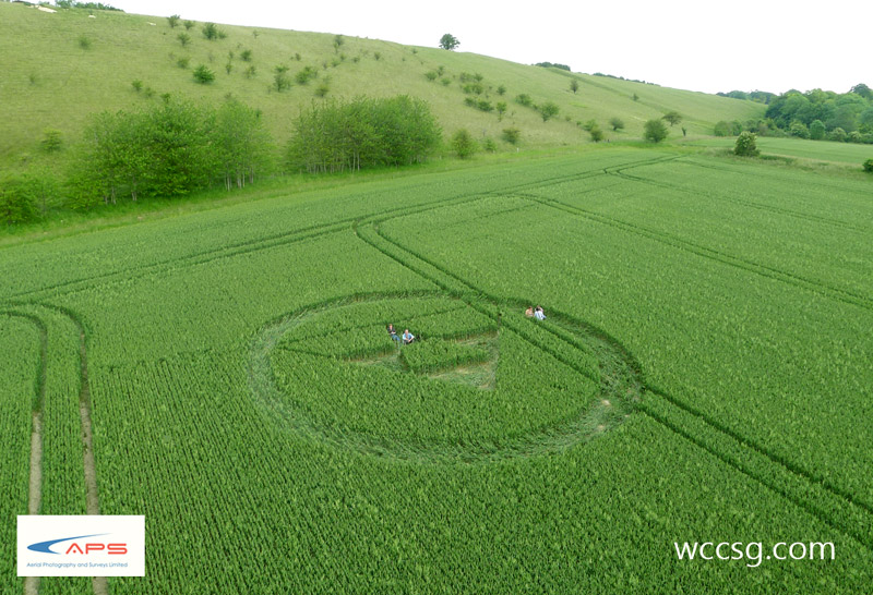 Huish Hill, Wiltshire crop circle, aerial photo 2