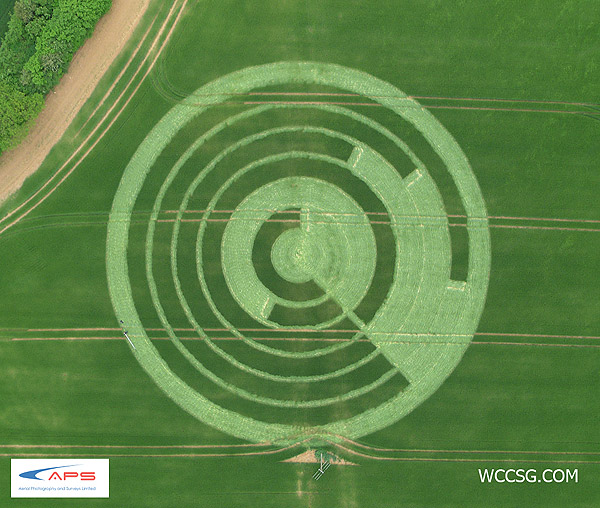 Manton Drove, Wiltshire crop circle, aerial photo 2