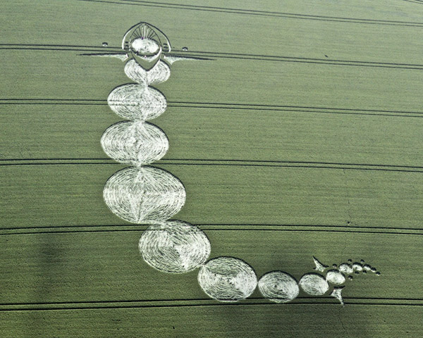Milk Hill, Wiltshire crop circle, aerial photo 2