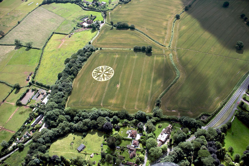 Burrow Hill Fort, Warwickshire crop circle, aerial photo 3