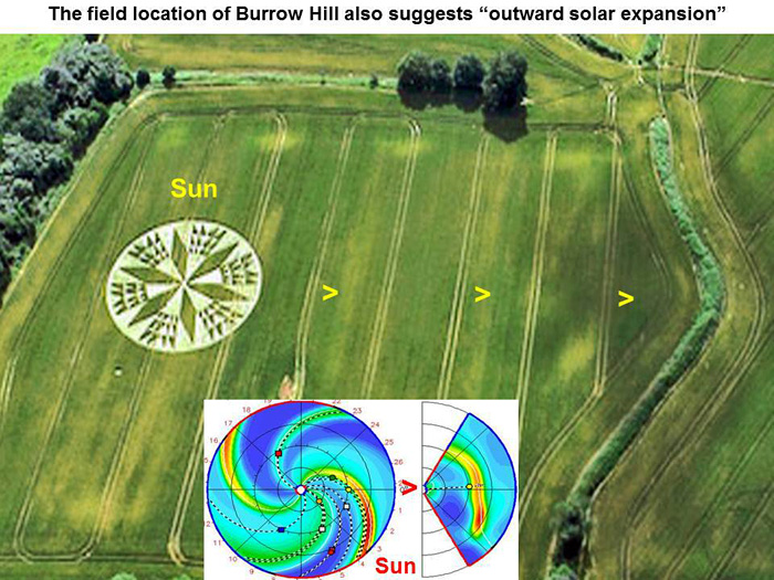 Burrow Hill Fort, Warwickshire crop circle, aerial photo 26