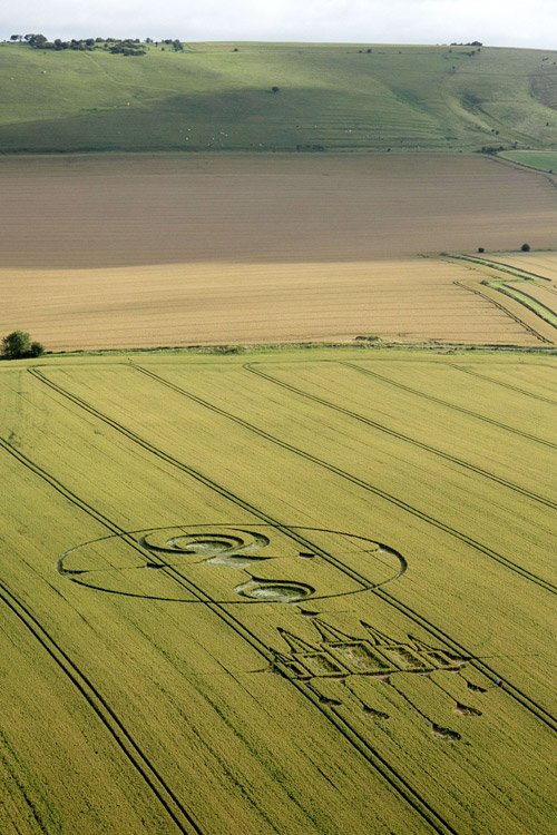 Stanton St Bernard, Wiltshire crop circle, aerial photo 62