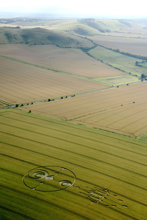 Stanton St Bernard, Wiltshire crop circle, aerial photo 103