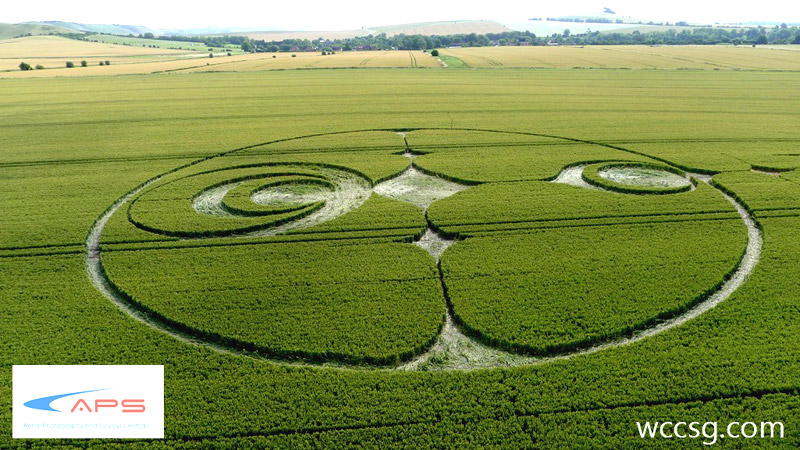 Stanton St Bernard, Wiltshire crop circle, aerial photo 25