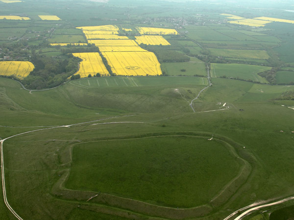 Uffington White Horse, Oxfordshire crop circle, aerial photo 6
