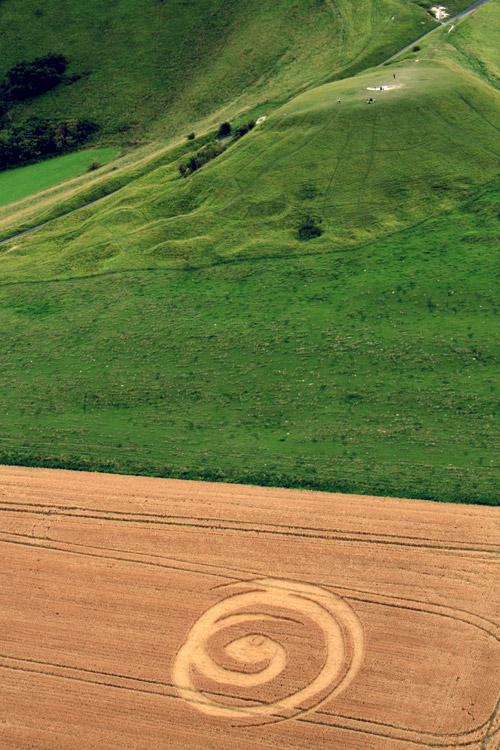 Uffington White Horse, Oxfordshire crop circle, aerial photo 3