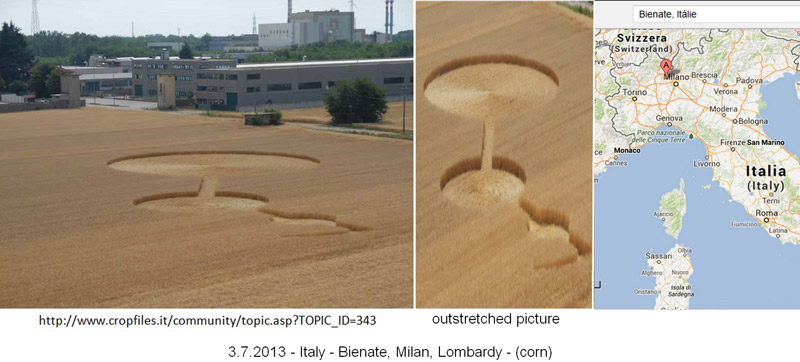 Bienate, Italy crop circle, aerial photo 2