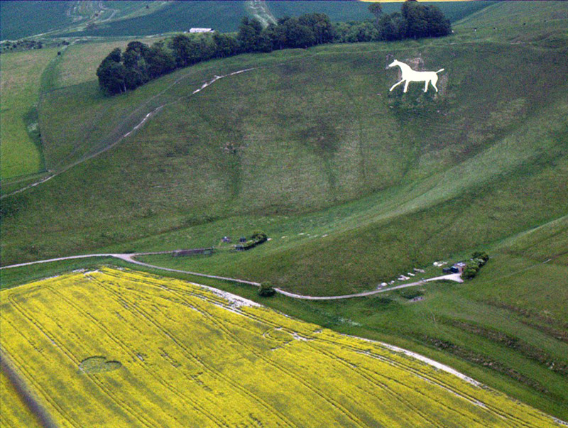 Cherhill White Horse, Wiltshire crop circle, aerial photo 4