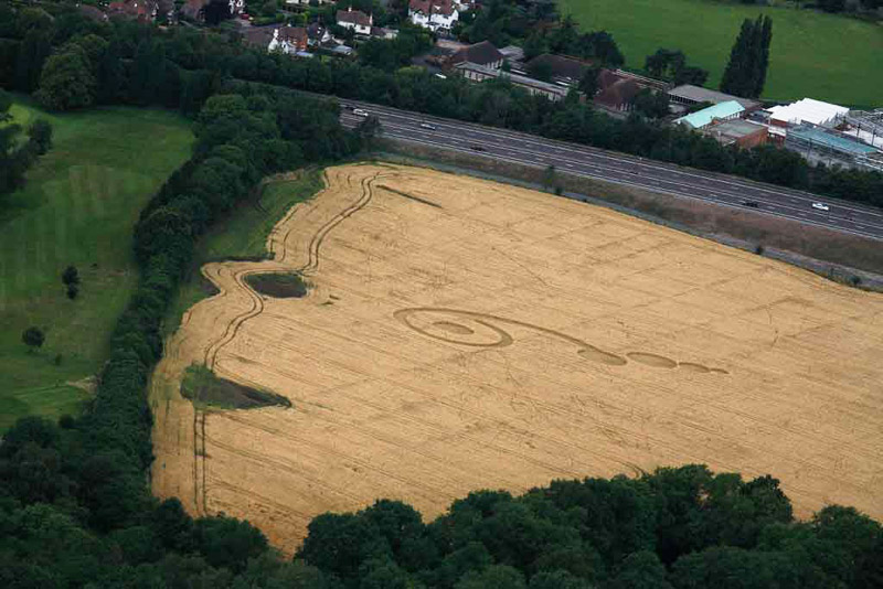 LimeKiln Wood, Shropshire crop circle, aerial photo 2