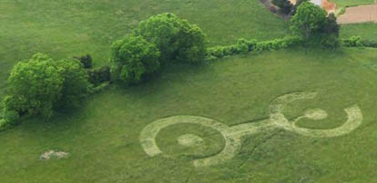 Grass Circle at Gray, crop pattern was, USA crop circle, aerial photo 2