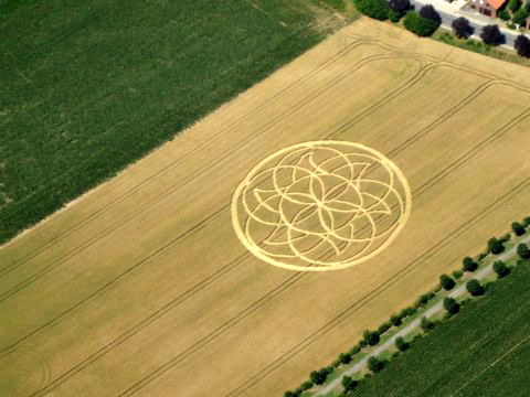 Genval, Belgium crop circle, aerial photo 5