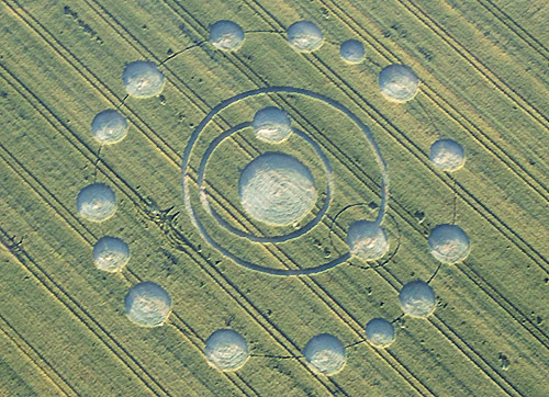 (100 meters) crop formation, Slovenia crop circle, aerial photo 3