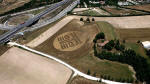 Crop patterns at Montes Bandera, Bilbao, Spain crop circle, aerial photo 6