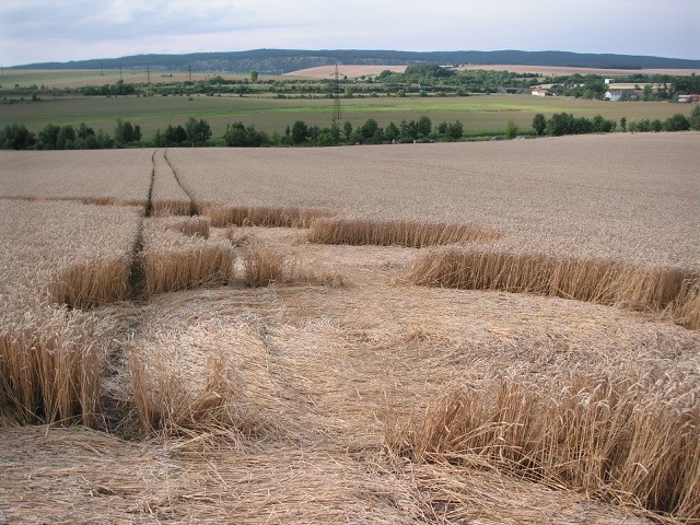 Velesovice village, Czech Republic crop circle, aerial photo 21